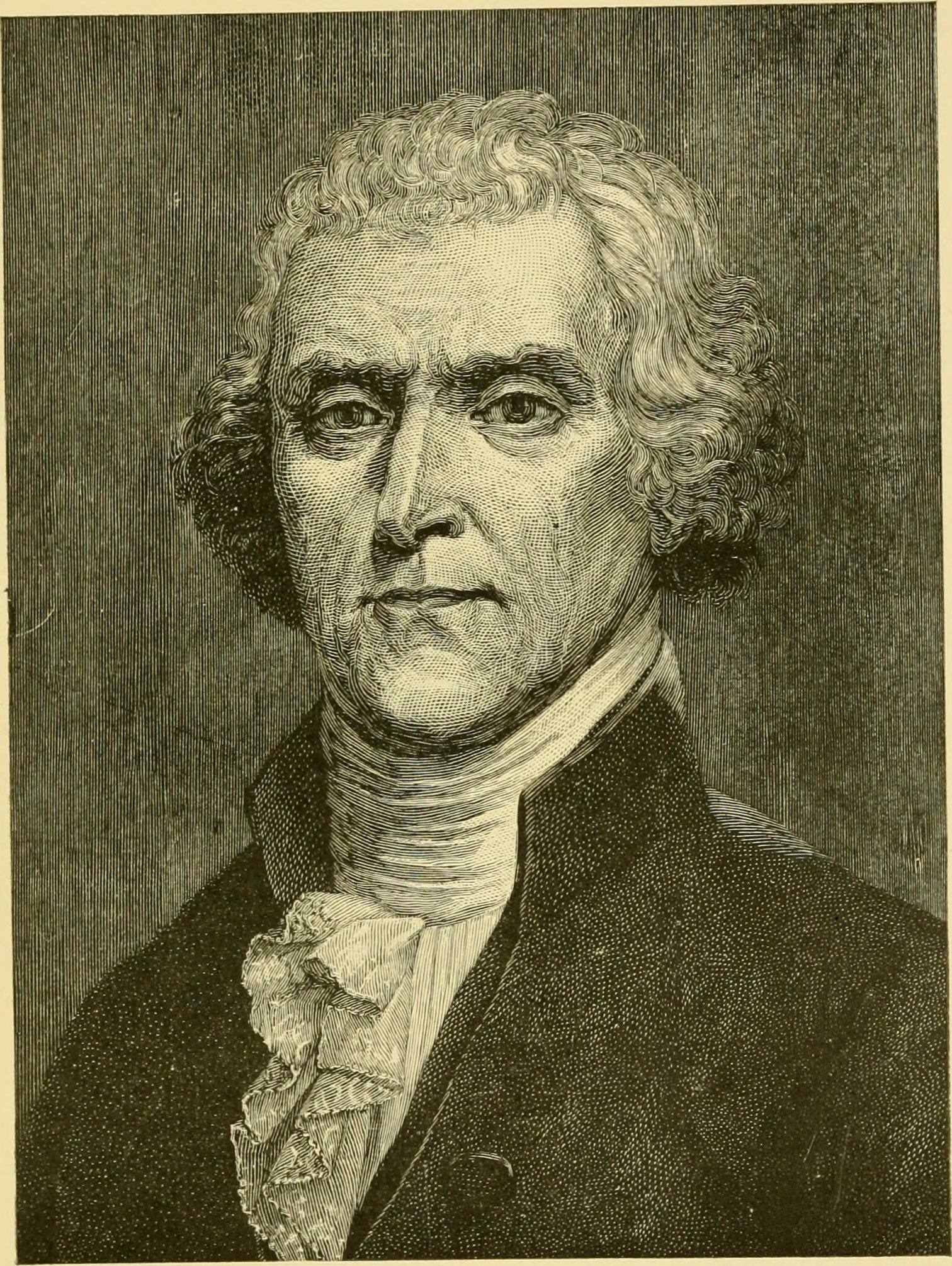 An engraved portrait of Thomas Jefferson, a historical figure relevant to understanding how ideas spread through culture.